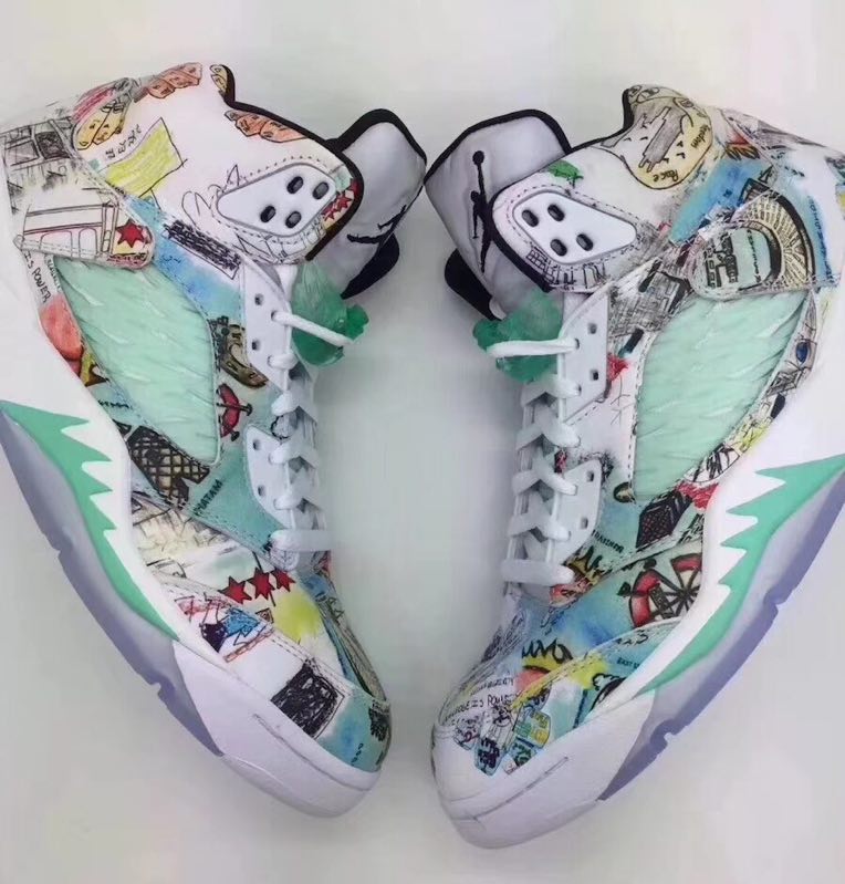 New Air Jordan 5 Scrawl Colorful Shoes - Click Image to Close